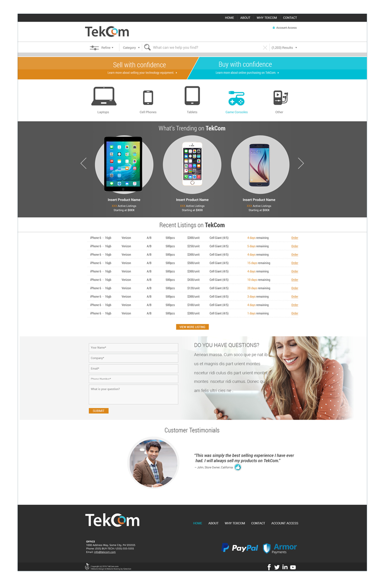 TekCom Website Home Page